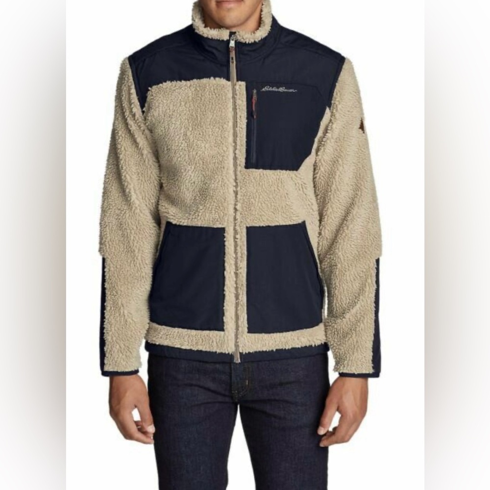 EDDIE BAUER Men’s Sherpa Fleece Full Zip Jacket Oversized Small - Picture 2 of 11